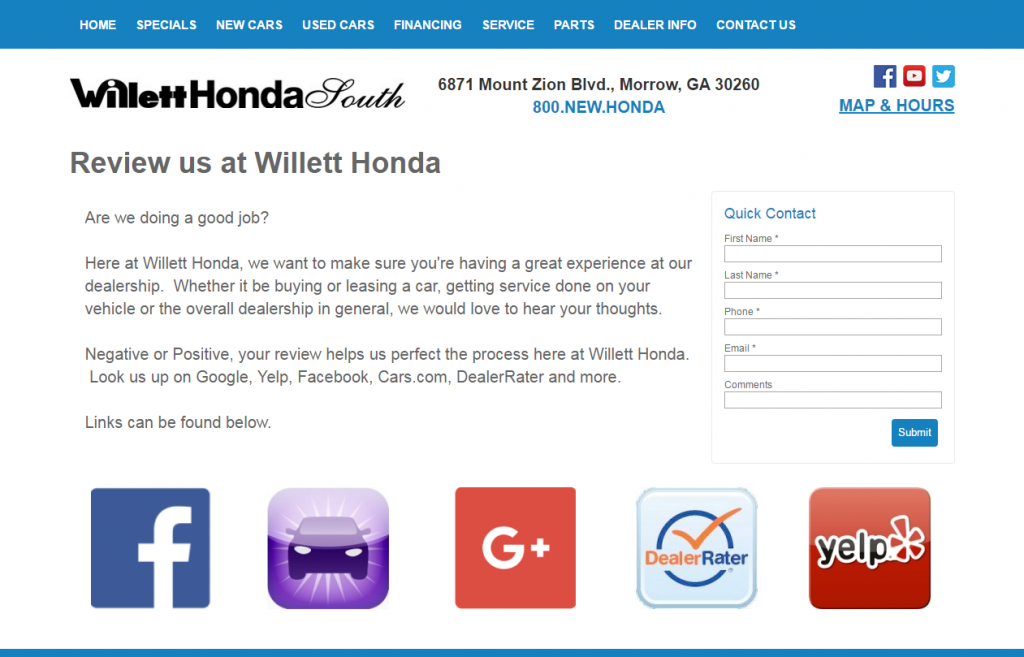 willet honda review page